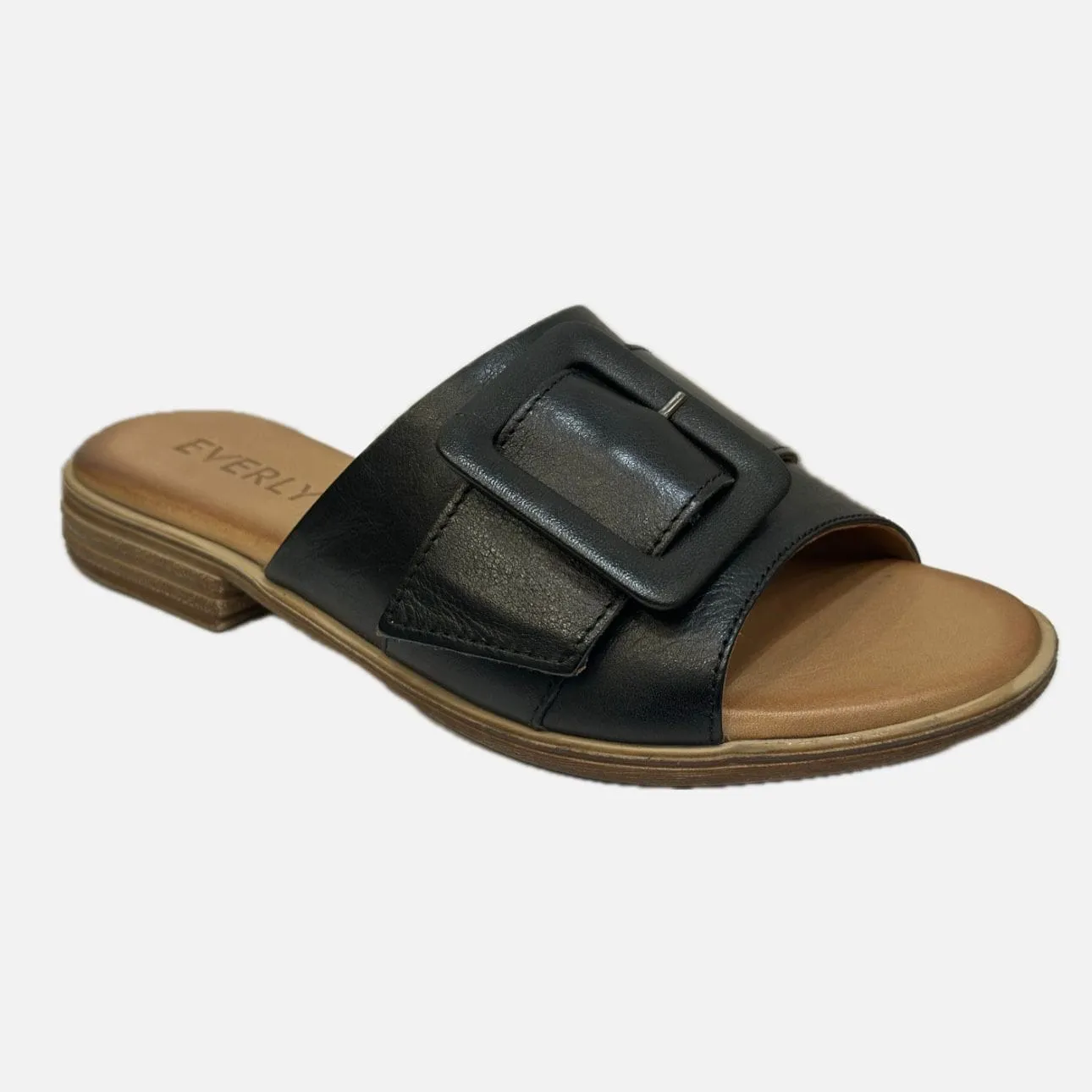 Everly Women's Lauren 03 Buckle Sandals- Black