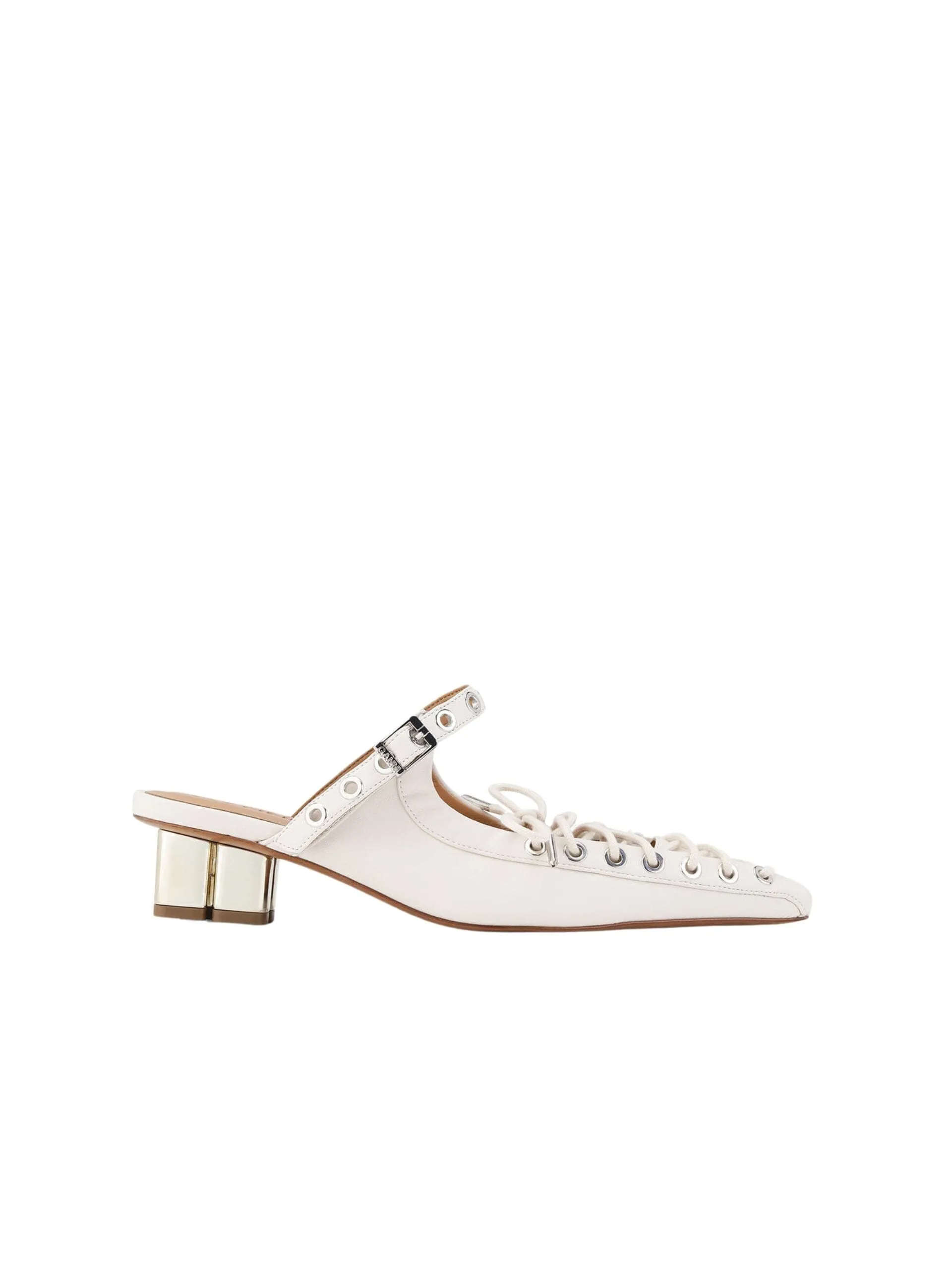 Eyelets Lace Up Mule / Egret