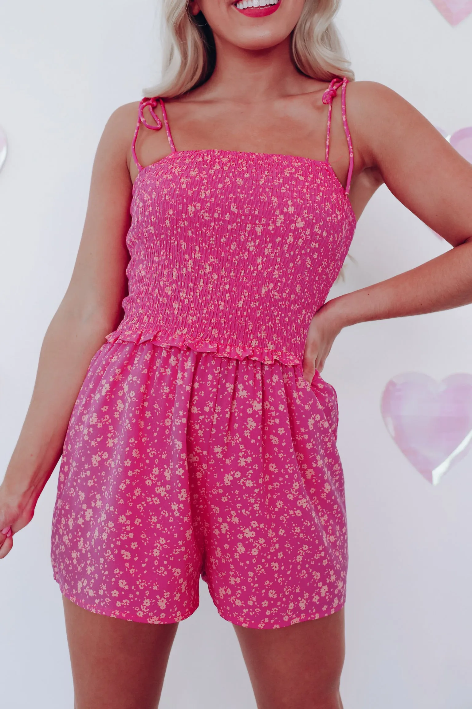 Fiore Smocked Romper - Pink