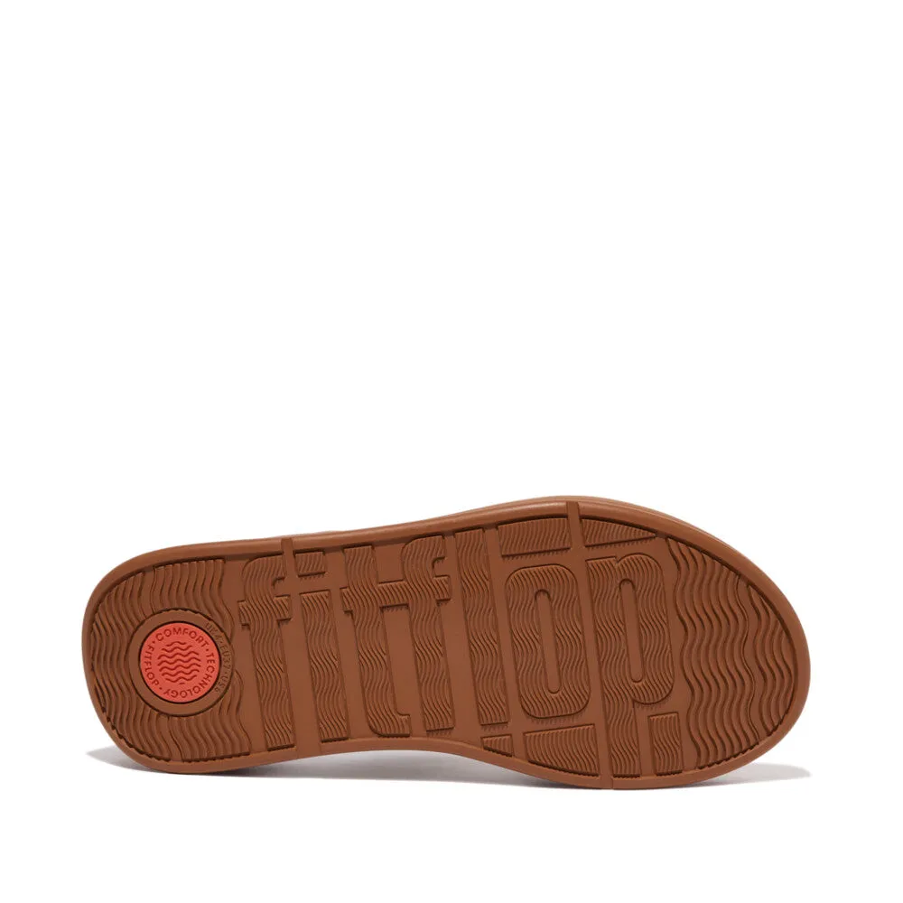 FitFlop F-mode Leather Flatform Toe Post Brown