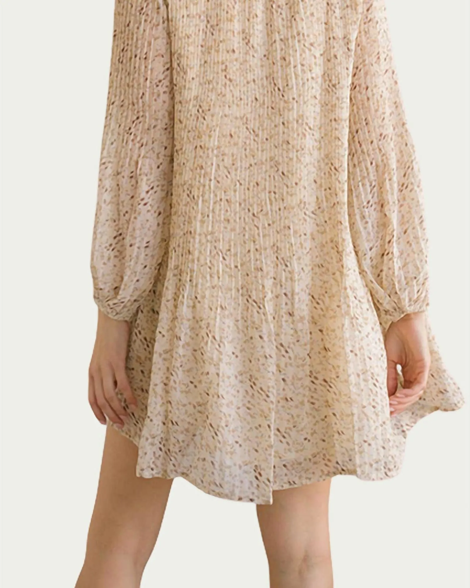 Floral-Print Chiffon Tunic Mini Dress in Cream Floral | Cream Floral