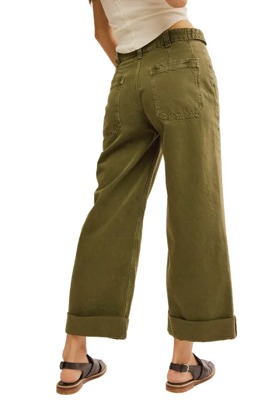 Free People We The Free Palmer Cuffed Jeans - ARMY