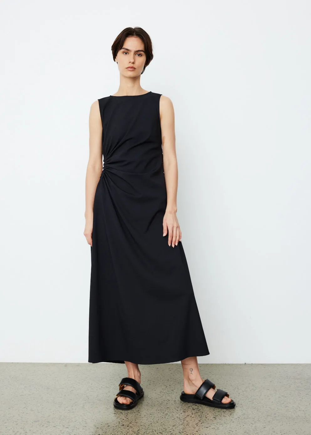Gathered Cut Out Sleeveless Dress