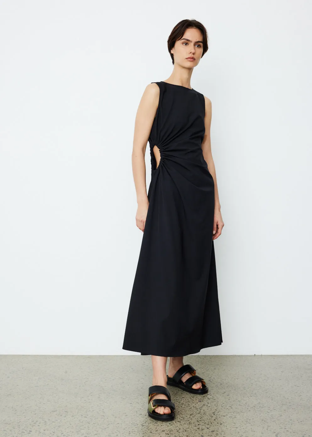 Gathered Cut Out Sleeveless Dress