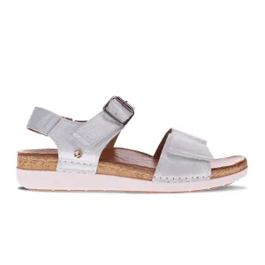 Georgia Tri Strap Adjustable Sandal in White Linen