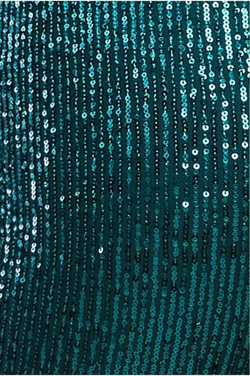 Goddiva Sequin Cuffed Ankle Trouser - Emerald