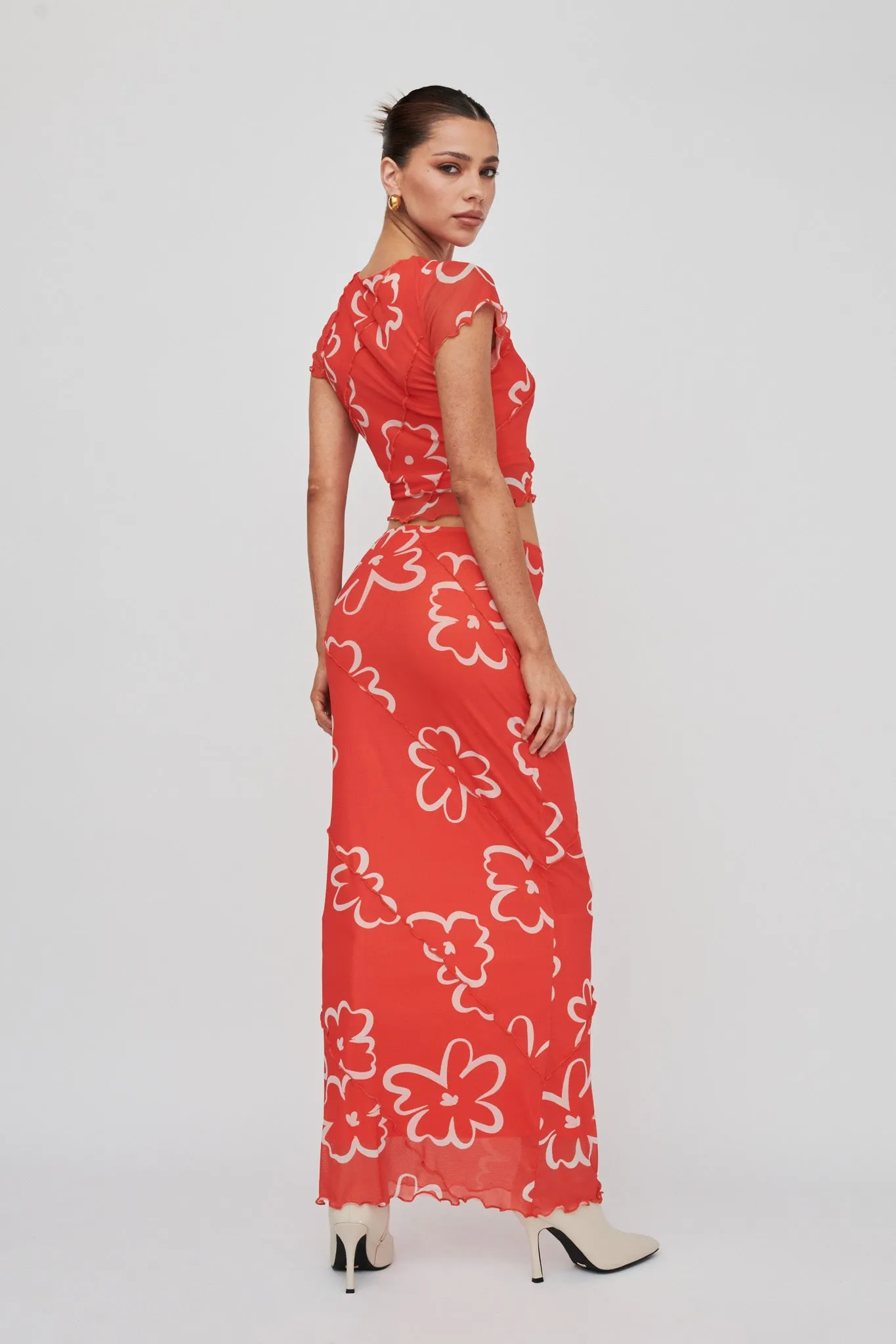 Gold Rush Crop Top Print Orange