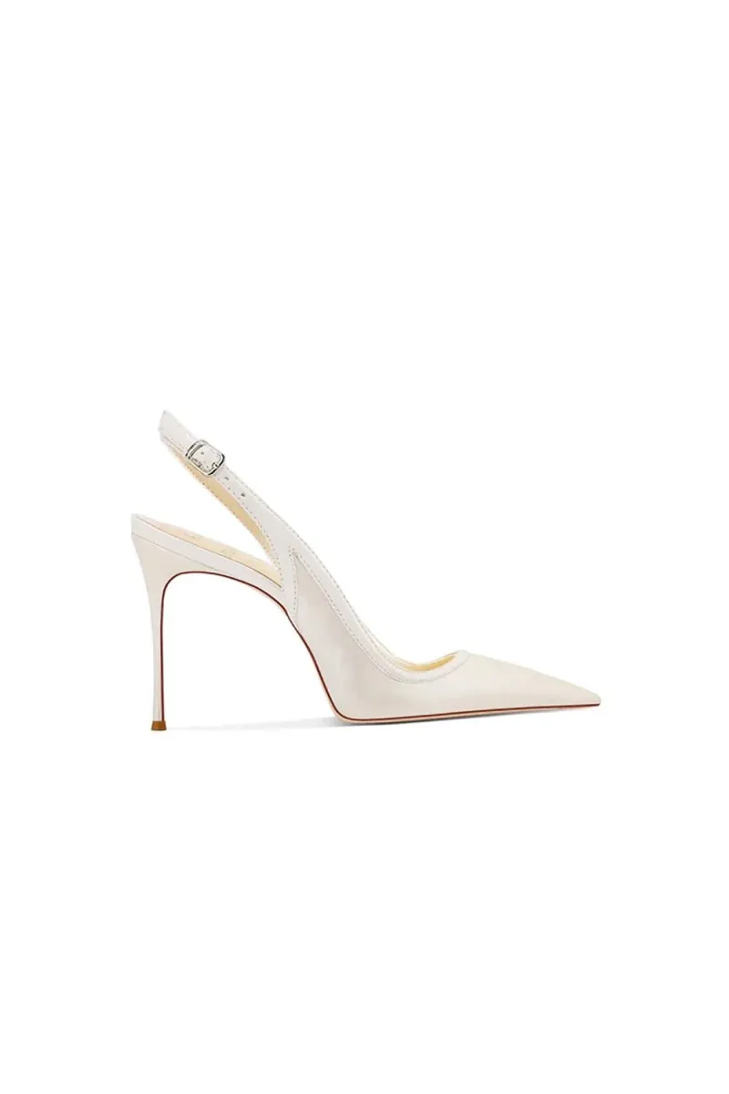 Green Slingback Mid Heel Stiletto Sandals