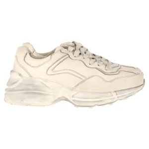 Gucci Distressed Rhyton Sneakers in White Leather