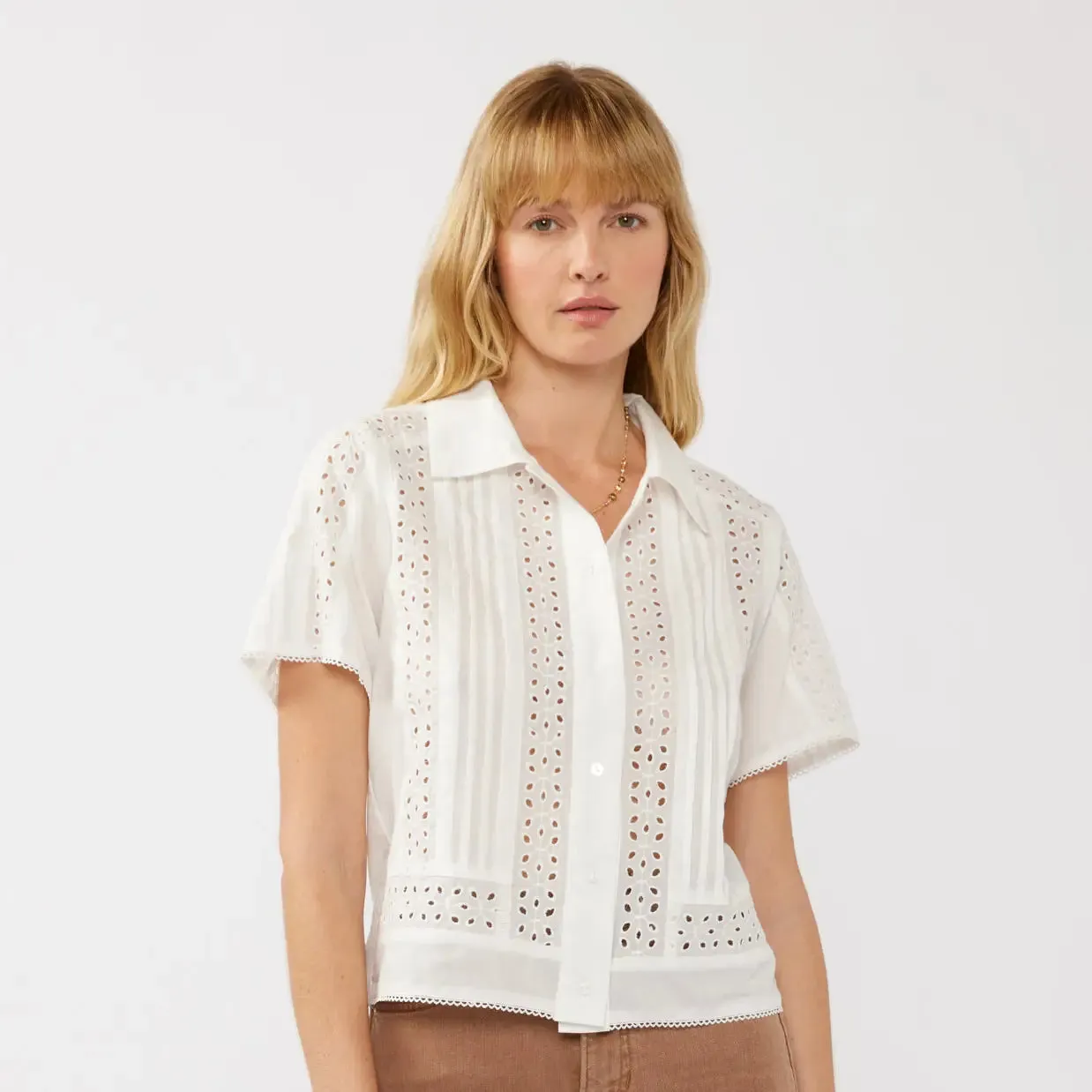 Just A Peek Floral Eyelet Top