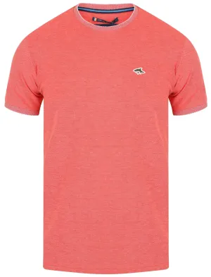 Kiffen Cotton Pique Crew Neck T-Shirt In Coral - Le Shark