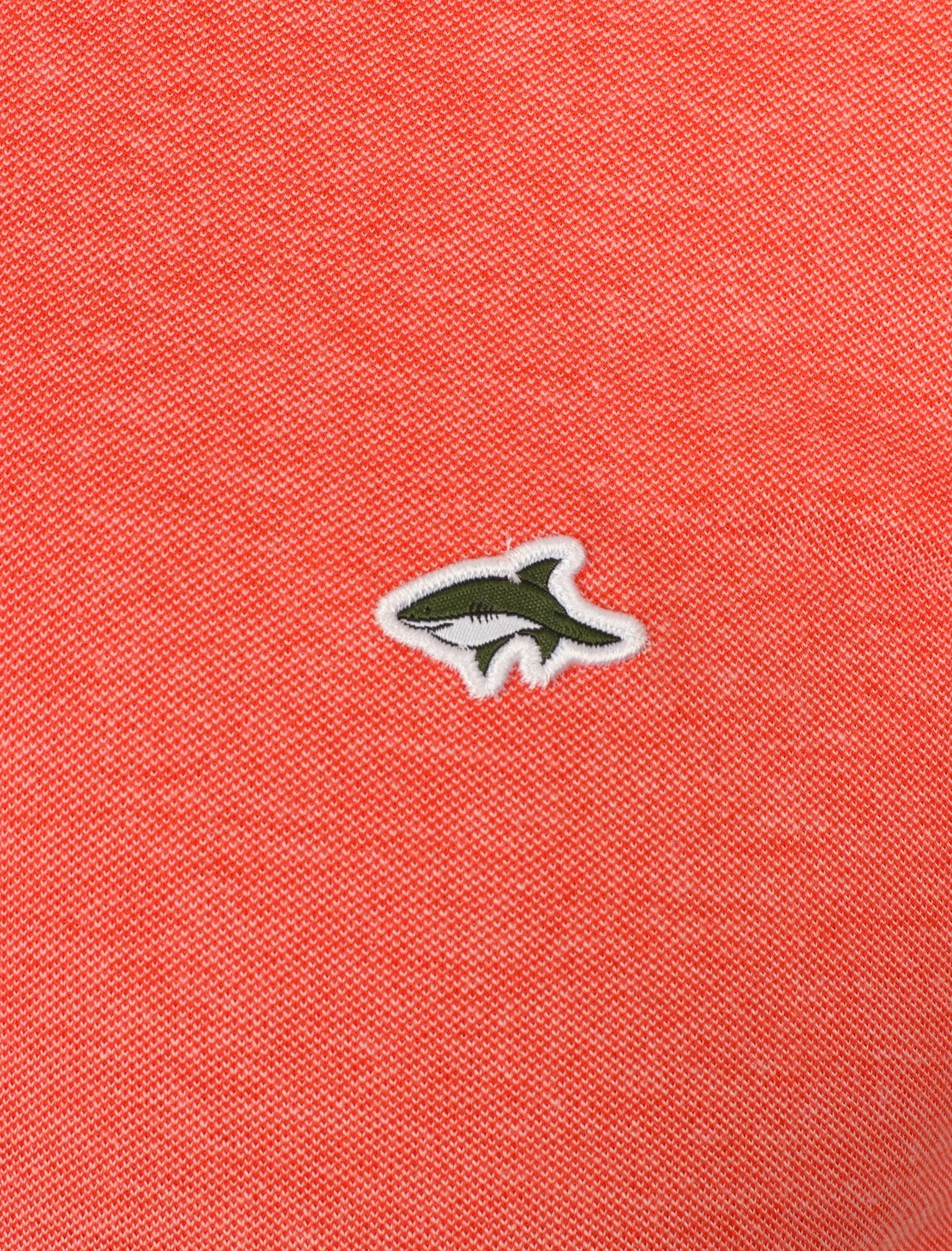 Kiffen Cotton Pique Crew Neck T-Shirt In Coral - Le Shark