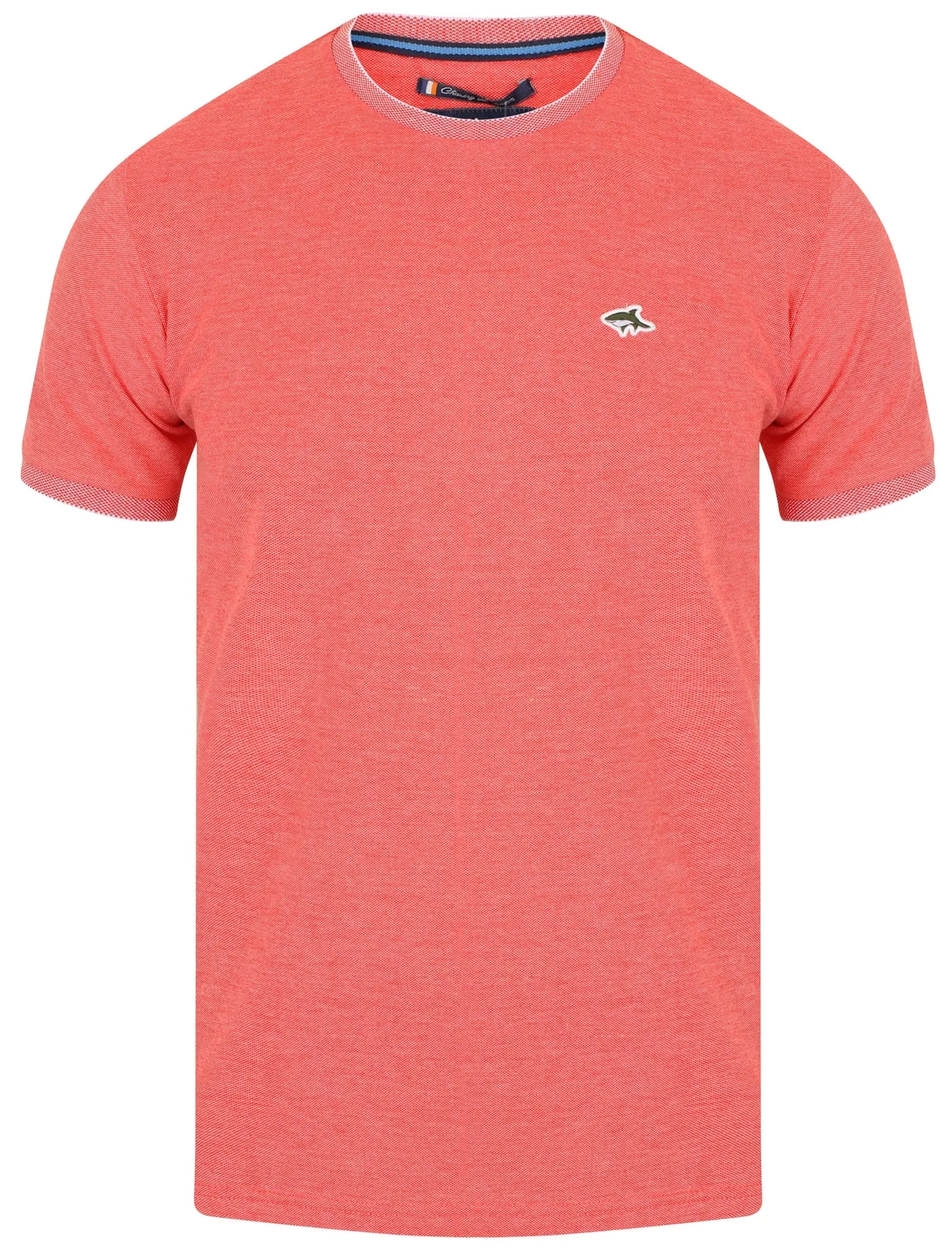 Kiffen Cotton Pique Crew Neck T-Shirt In Coral - Le Shark