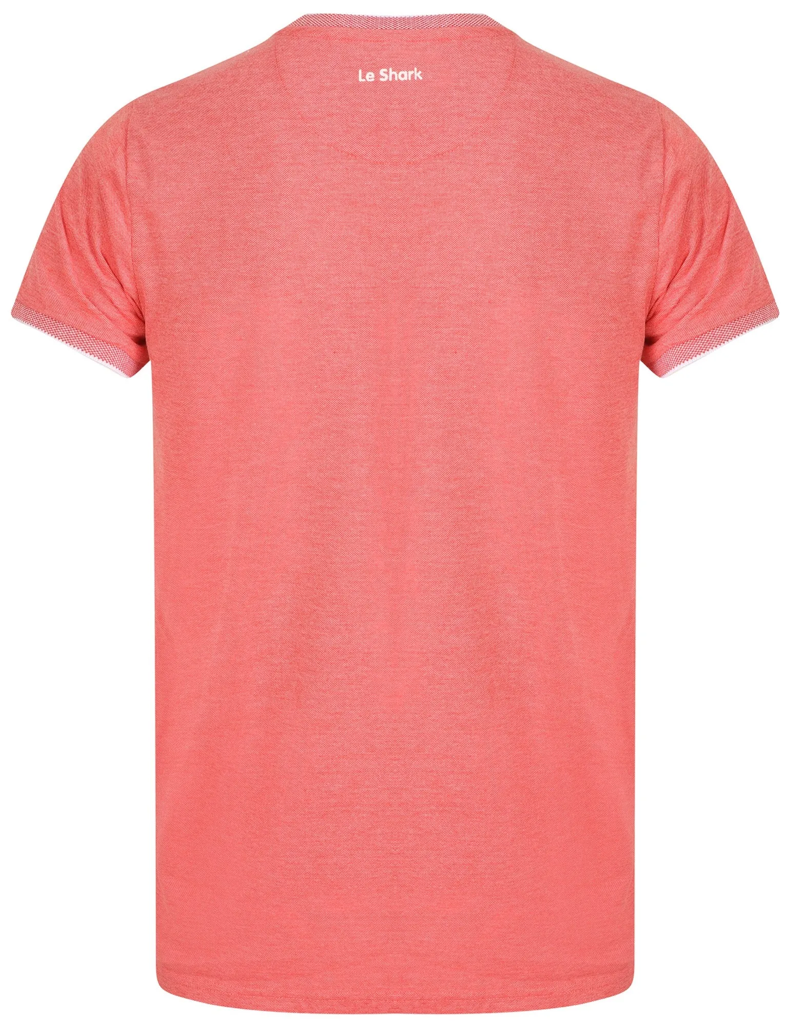 Kilner Cotton Pique V Neck T-Shirt In Coral - Le Shark