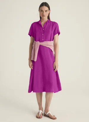 Linen Short-Sleeve Shirt Dress
