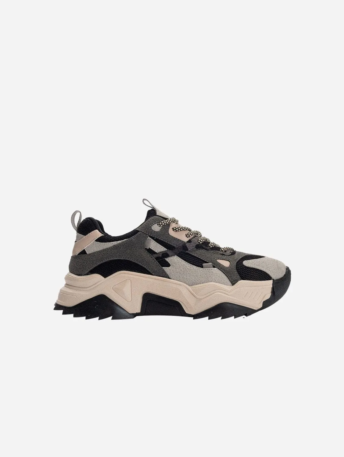 Loretta Vegan Leather Platform Sneakers | Black & Grey
