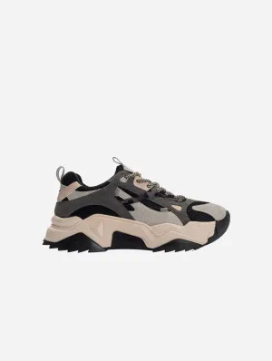 Loretta Vegan Leather Platform Sneakers | Black & Grey