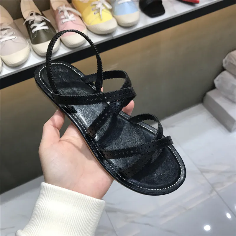 LUXE SEVEN DESIGN CROSS STRAP FLAT SANDALS