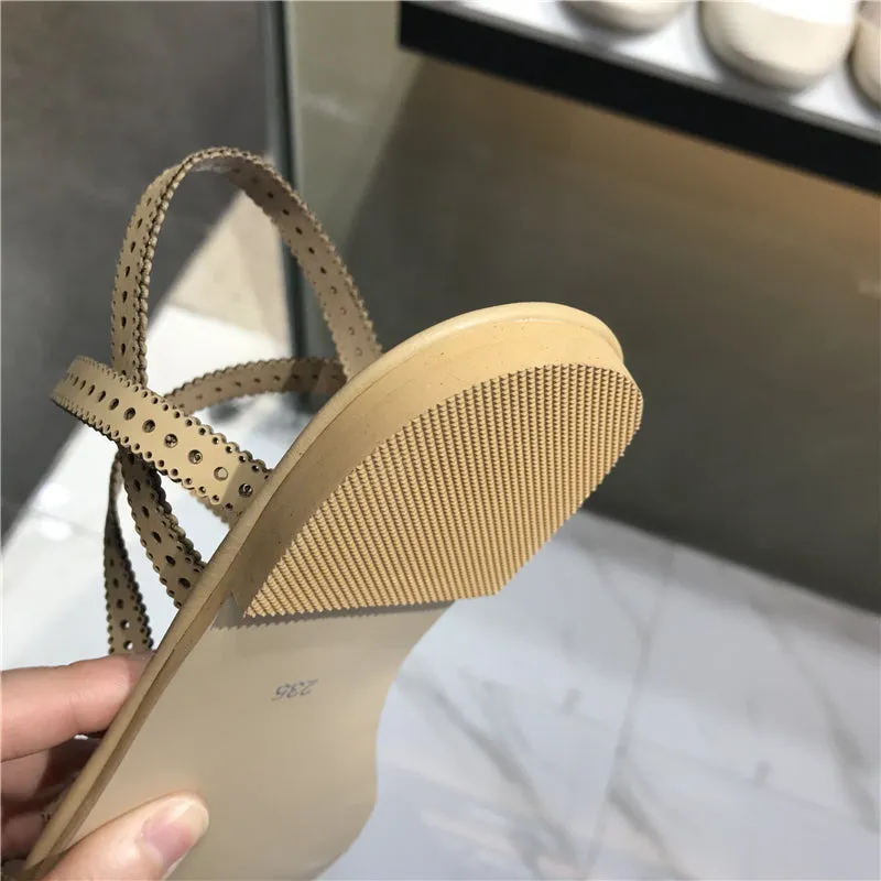 LUXE SEVEN DESIGN CROSS STRAP FLAT SANDALS