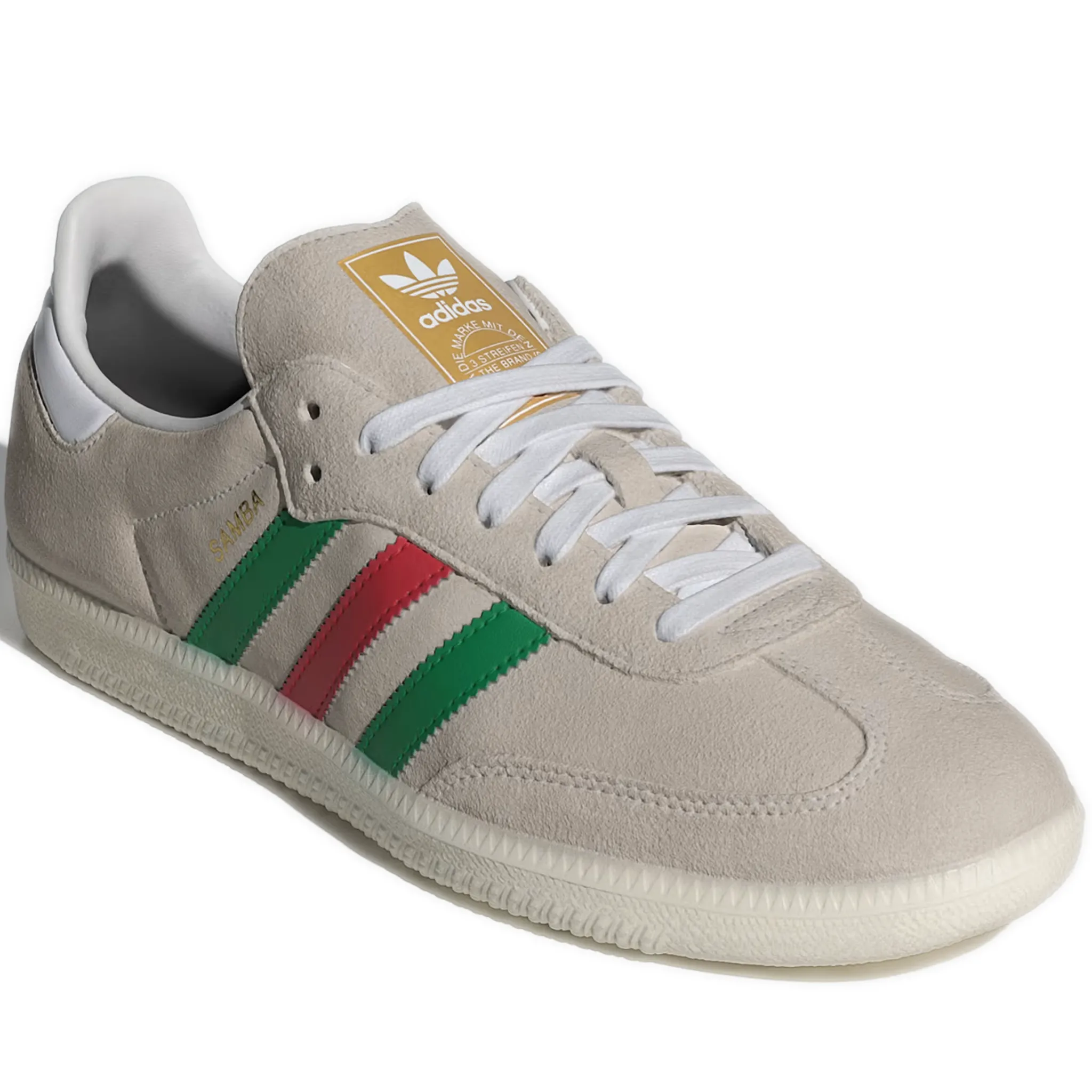 Men's Adidas Samba OG Shoes - Crystal White / Green / Better Scarlet