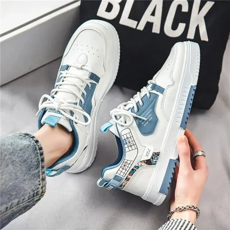 Mens Trendy Patchwork Skate Shoes - Superior Grip, Ventilated Comfort - Secure Lace-up Sneakers for Everyday Style