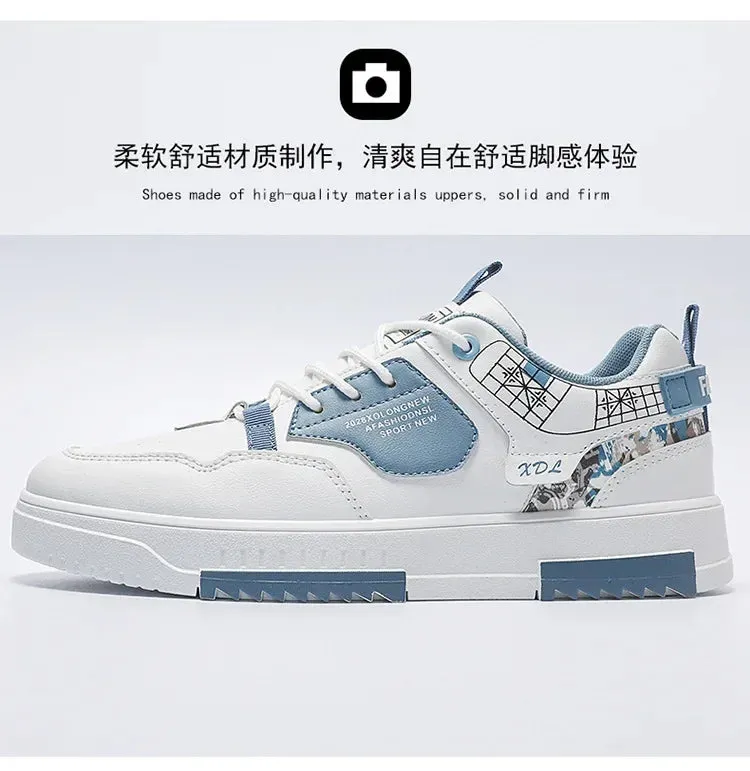 Mens Trendy Patchwork Skate Shoes - Superior Grip, Ventilated Comfort - Secure Lace-up Sneakers for Everyday Style