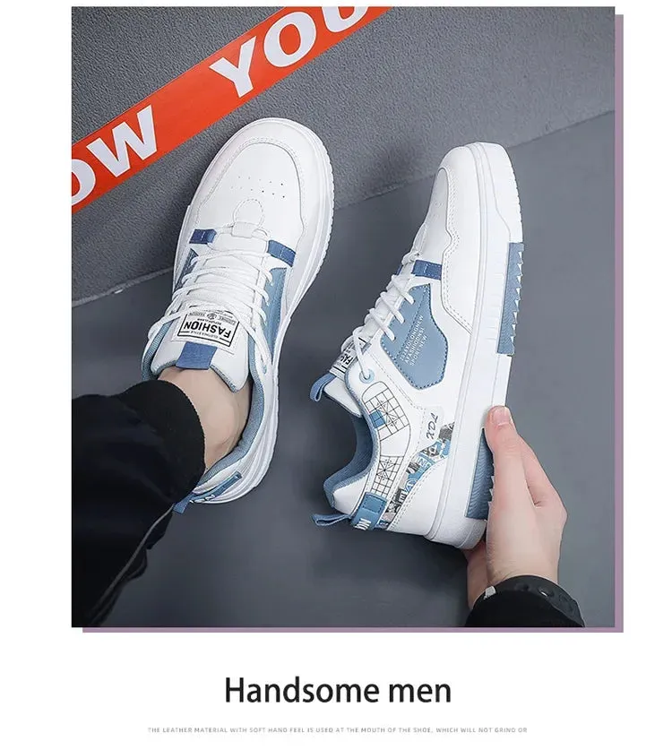 Mens Trendy Patchwork Skate Shoes - Superior Grip, Ventilated Comfort - Secure Lace-up Sneakers for Everyday Style