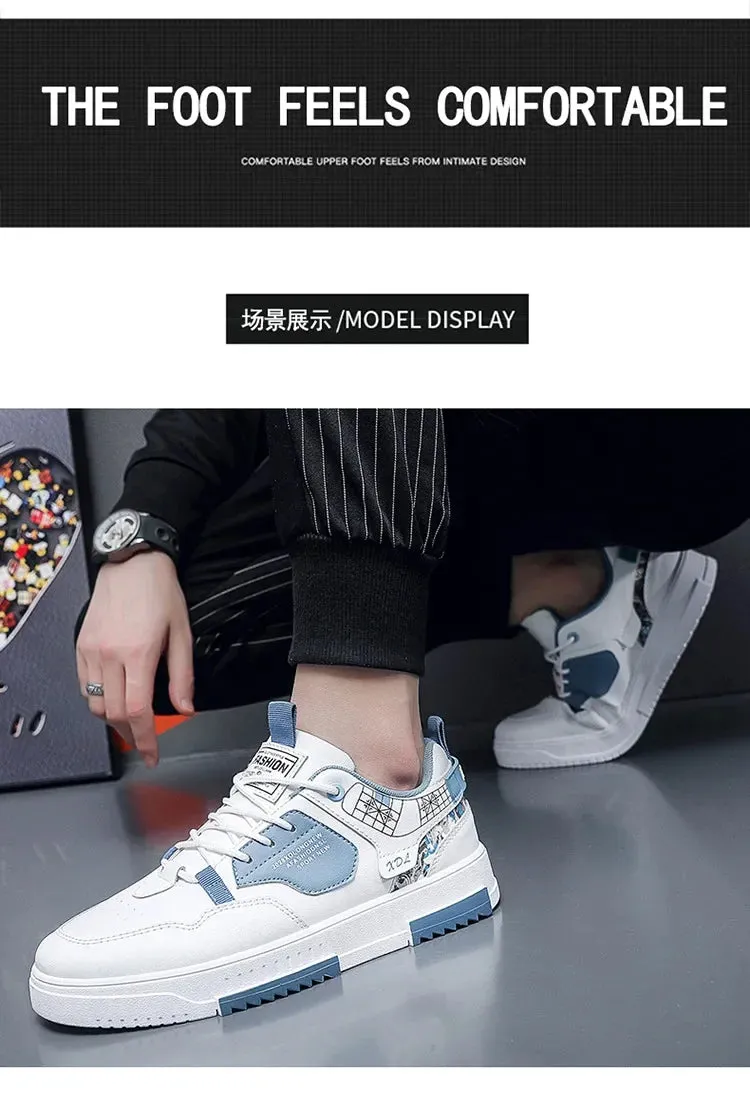 Mens Trendy Patchwork Skate Shoes - Superior Grip, Ventilated Comfort - Secure Lace-up Sneakers for Everyday Style