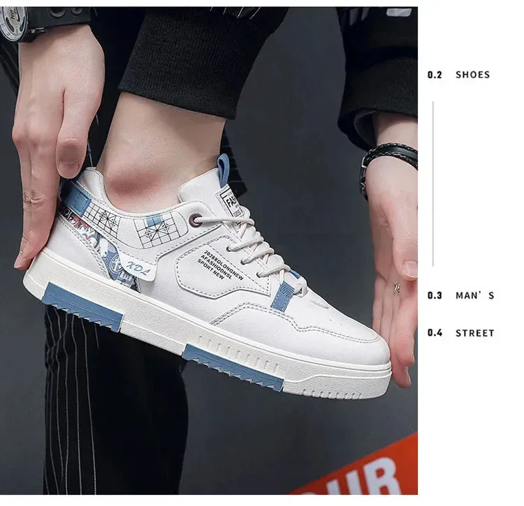 Mens Trendy Patchwork Skate Shoes - Superior Grip, Ventilated Comfort - Secure Lace-up Sneakers for Everyday Style