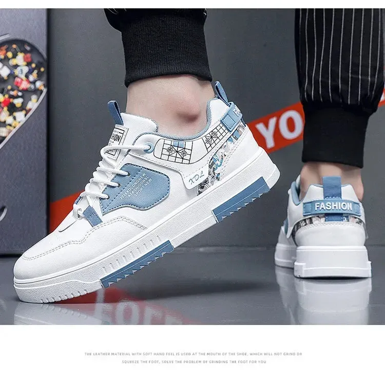 Mens Trendy Patchwork Skate Shoes - Superior Grip, Ventilated Comfort - Secure Lace-up Sneakers for Everyday Style