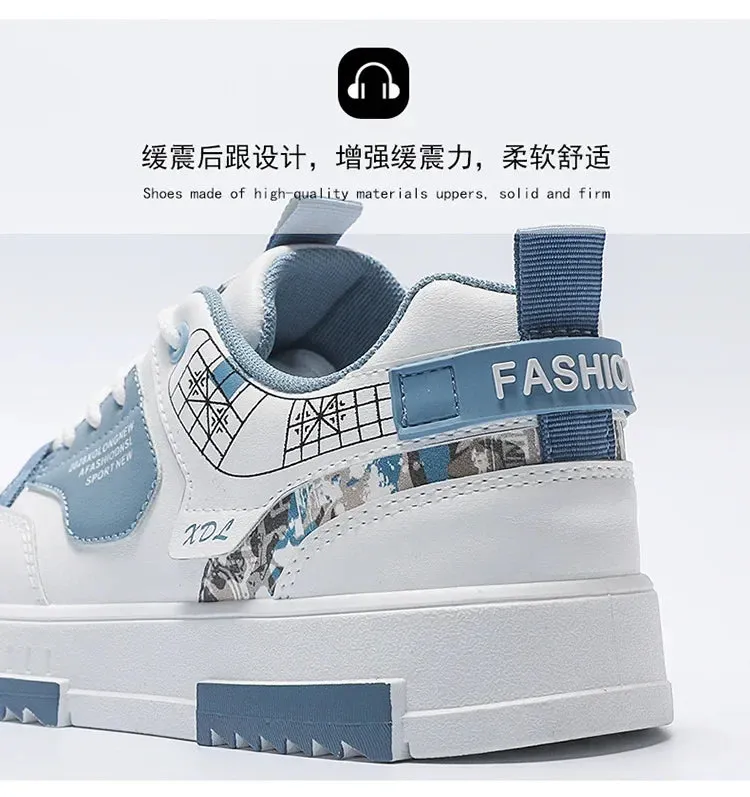 Mens Trendy Patchwork Skate Shoes - Superior Grip, Ventilated Comfort - Secure Lace-up Sneakers for Everyday Style