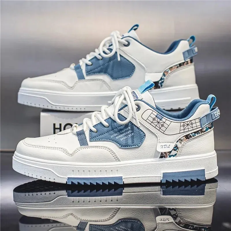 Mens Trendy Patchwork Skate Shoes - Superior Grip, Ventilated Comfort - Secure Lace-up Sneakers for Everyday Style