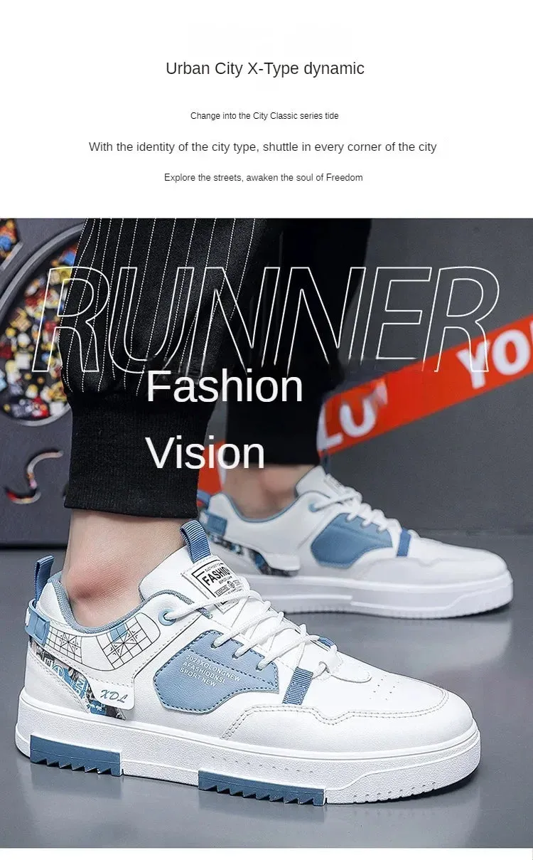Mens Trendy Patchwork Skate Shoes - Superior Grip, Ventilated Comfort - Secure Lace-up Sneakers for Everyday Style