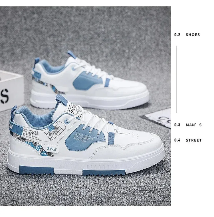 Mens Trendy Patchwork Skate Shoes - Superior Grip, Ventilated Comfort - Secure Lace-up Sneakers for Everyday Style