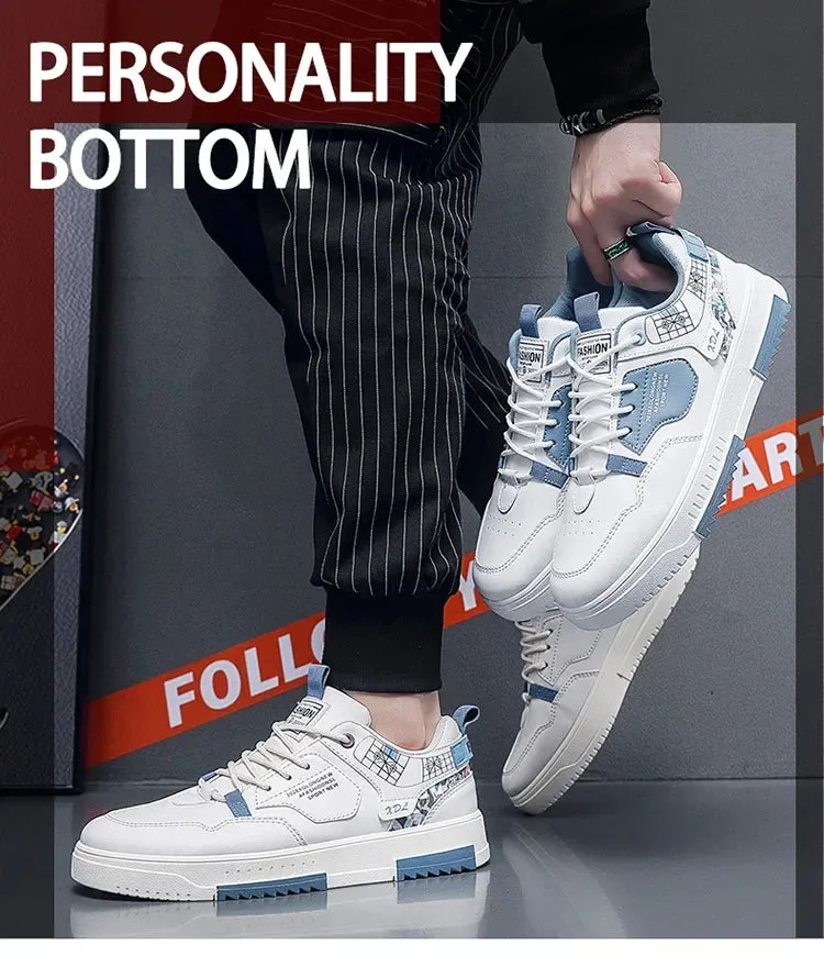 Mens Trendy Patchwork Skate Shoes - Superior Grip, Ventilated Comfort - Secure Lace-up Sneakers for Everyday Style