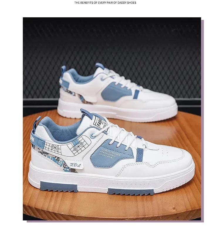 Mens Trendy Patchwork Skate Shoes - Superior Grip, Ventilated Comfort - Secure Lace-up Sneakers for Everyday Style