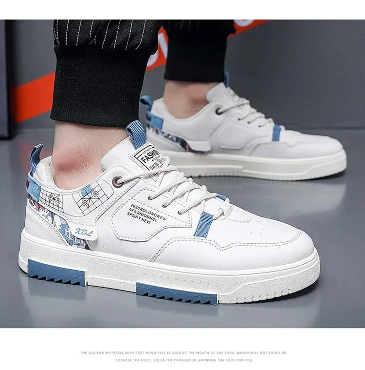Mens Trendy Patchwork Skate Shoes - Superior Grip, Ventilated Comfort - Secure Lace-up Sneakers for Everyday Style