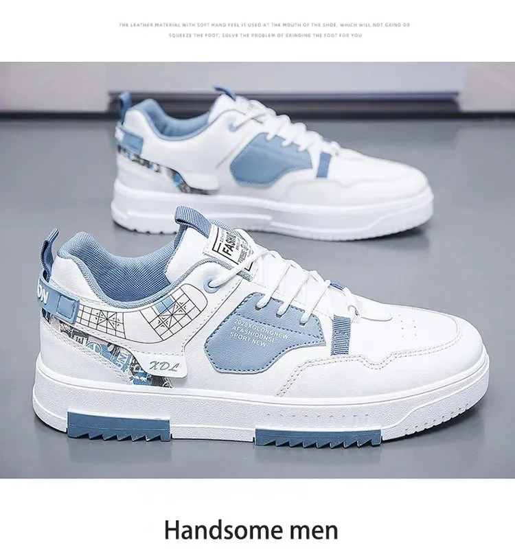 Mens Trendy Patchwork Skate Shoes - Superior Grip, Ventilated Comfort - Secure Lace-up Sneakers for Everyday Style