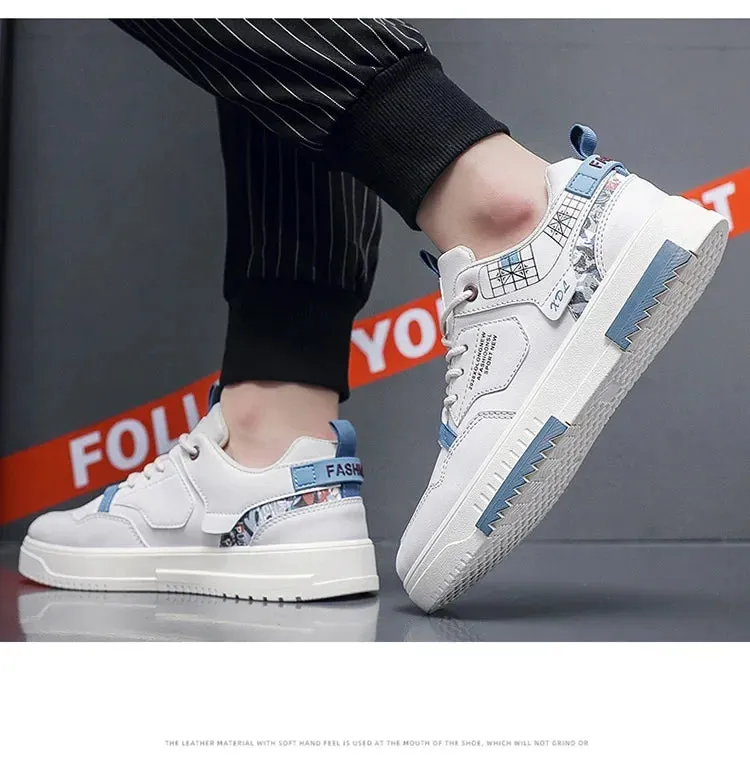 Mens Trendy Patchwork Skate Shoes - Superior Grip, Ventilated Comfort - Secure Lace-up Sneakers for Everyday Style