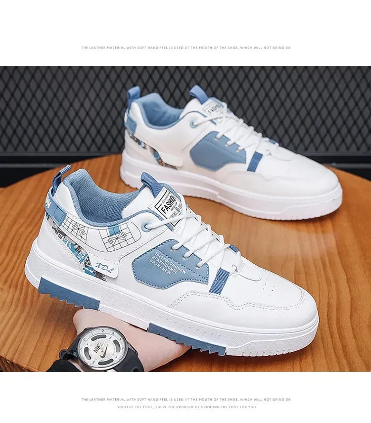 Mens Trendy Patchwork Skate Shoes - Superior Grip, Ventilated Comfort - Secure Lace-up Sneakers for Everyday Style