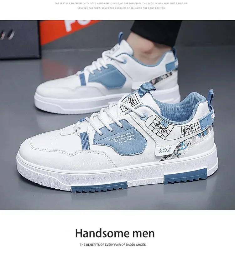Mens Trendy Patchwork Skate Shoes - Superior Grip, Ventilated Comfort - Secure Lace-up Sneakers for Everyday Style