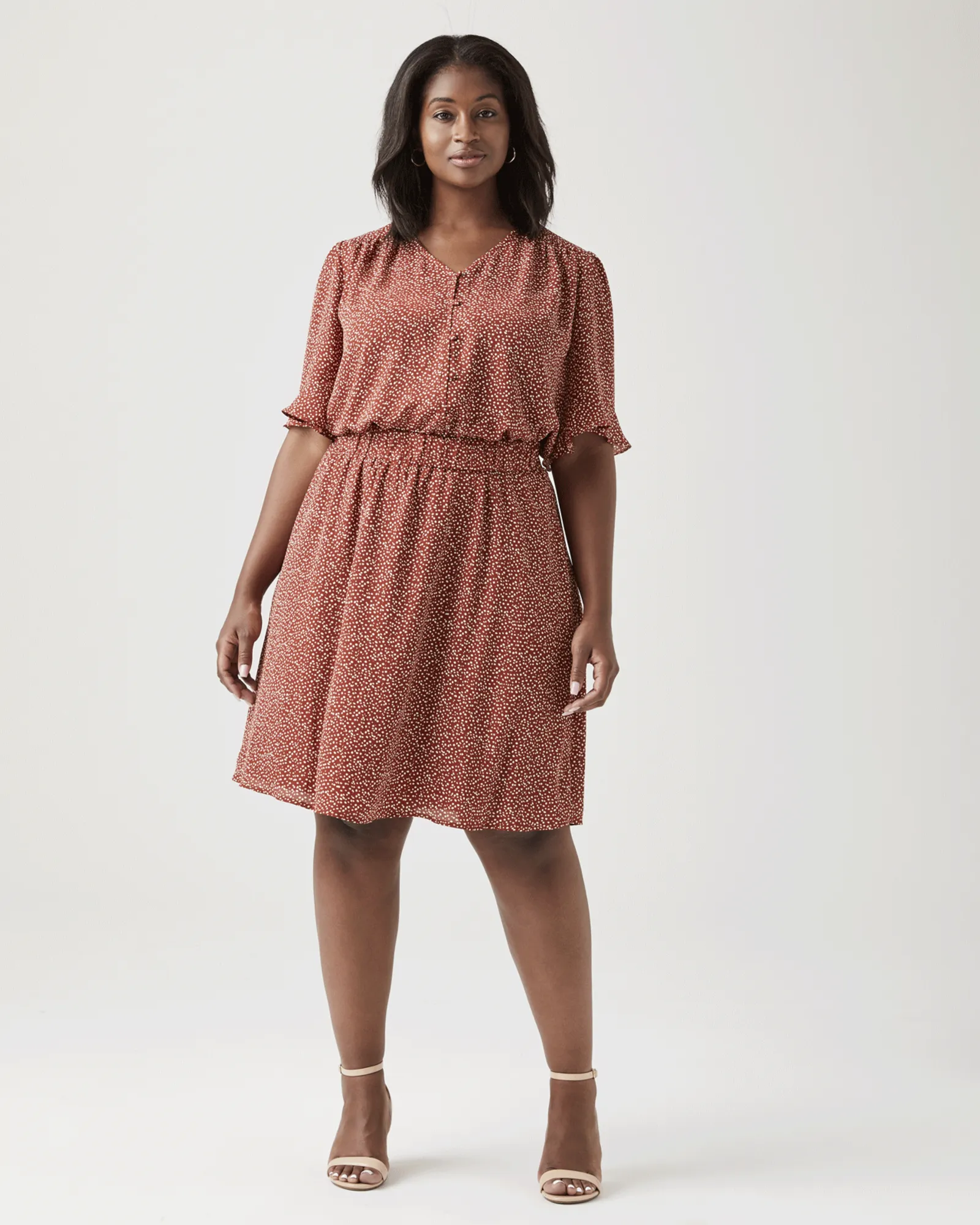 Mila Ruffle Sleeve Blouse | Orange / White