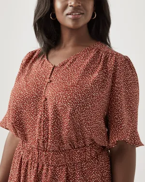 Mila Ruffle Sleeve Blouse | Orange / White