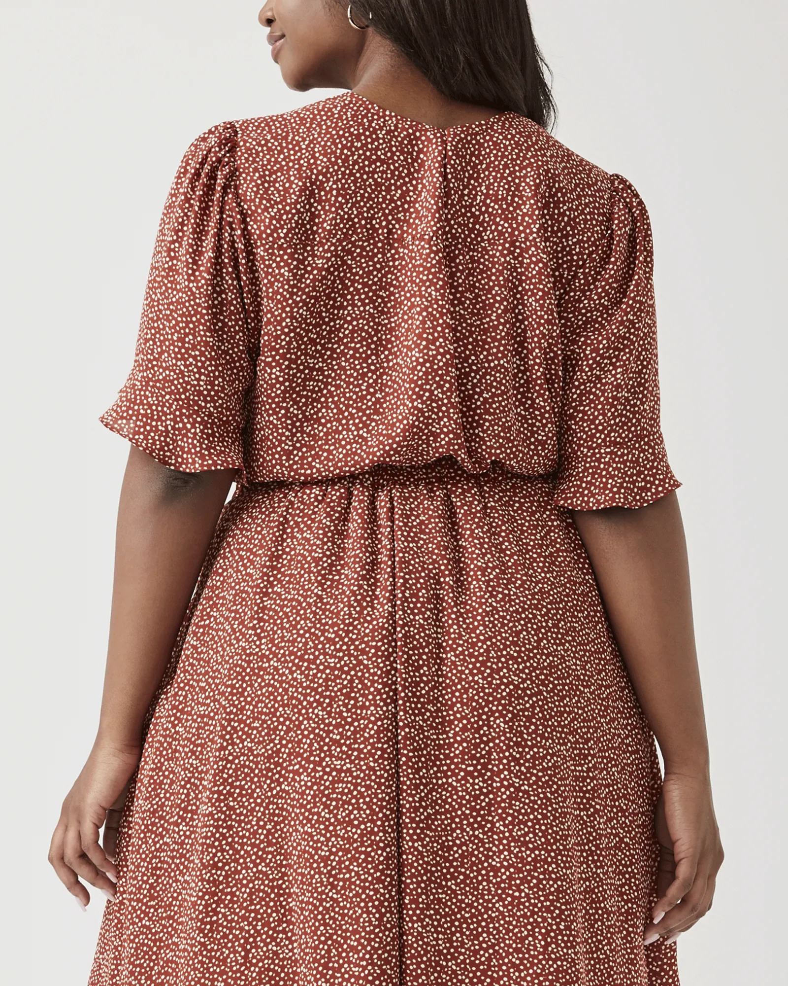 Mila Ruffle Sleeve Blouse | Orange / White
