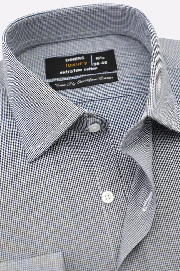 Navy Blue Oxford Textured Formal Shirt