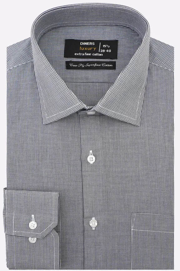 Navy Blue Oxford Textured Formal Shirt