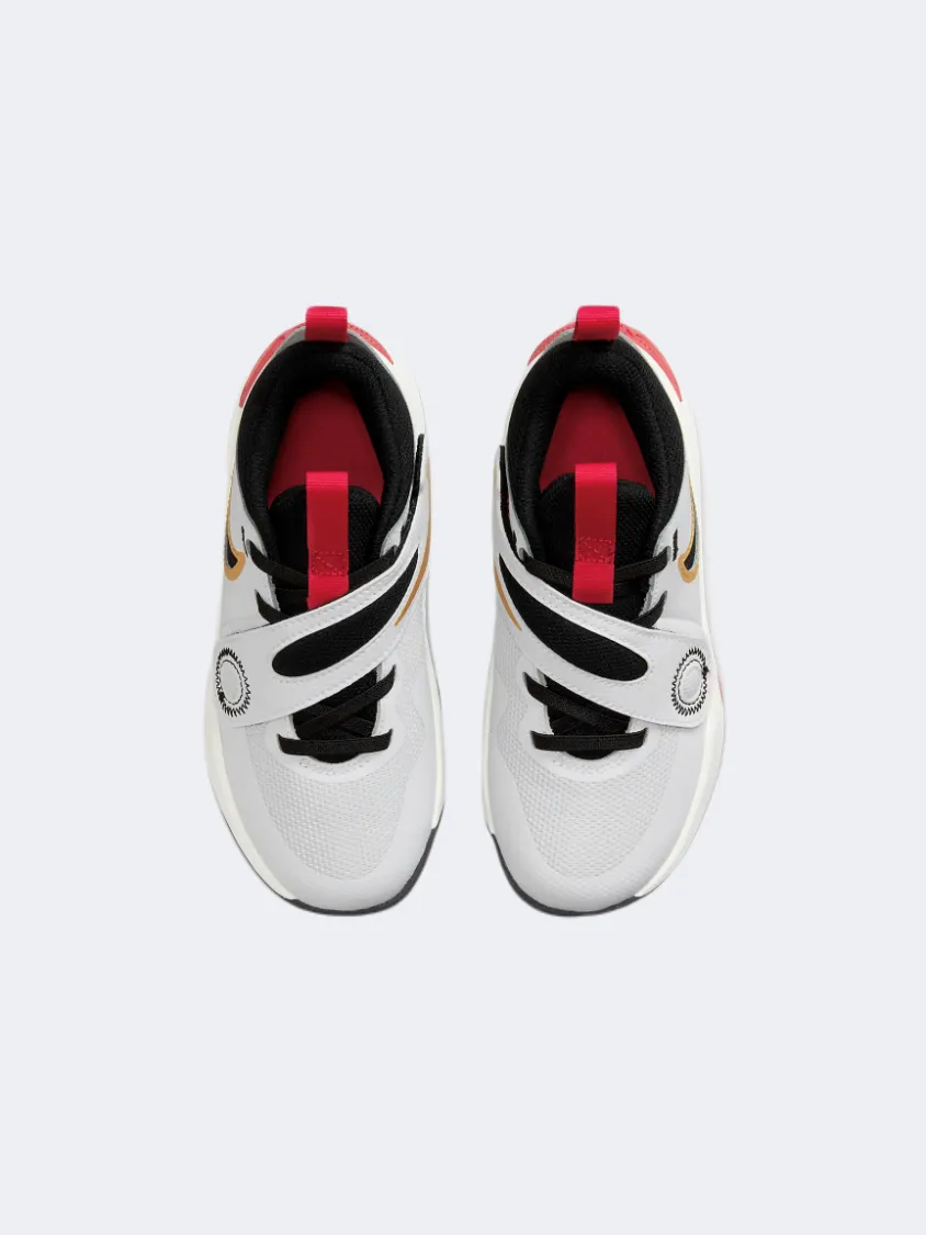 Nike Team Hustle 11 Ps-Boys Basketball Shoes White/Gold/Red/Black