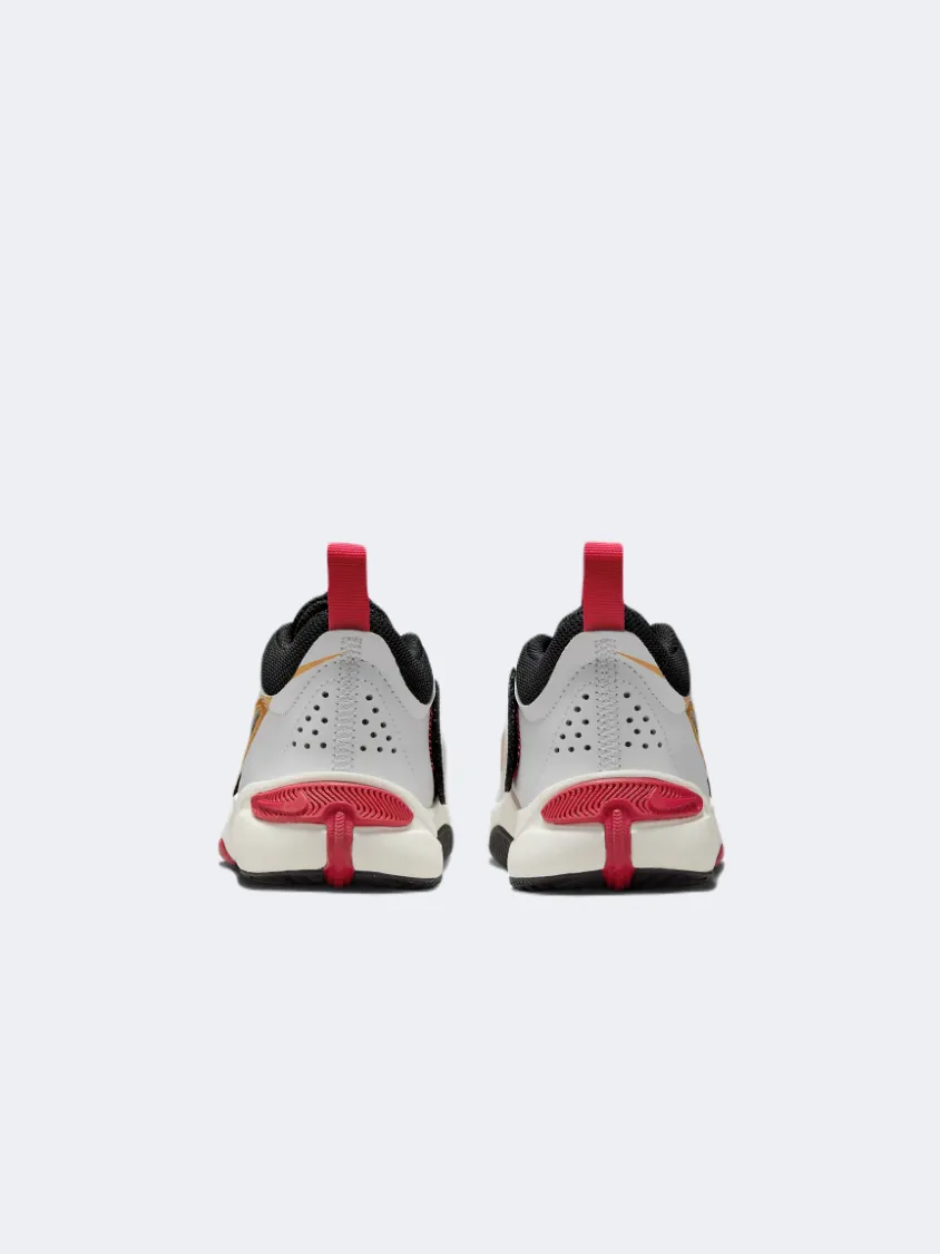 Nike Team Hustle 11 Ps-Boys Basketball Shoes White/Gold/Red/Black
