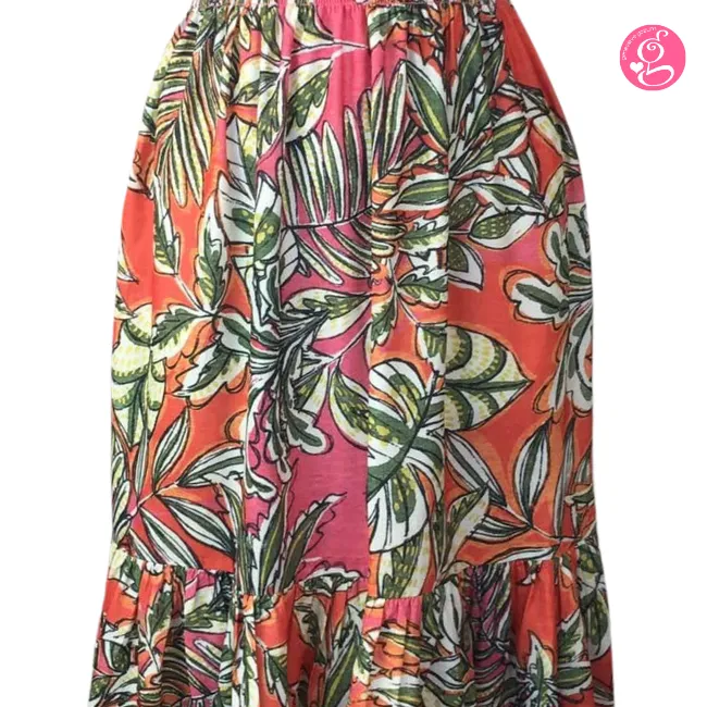 Organic Pastel & Blooms Sweetheart Maxi Dress Tropical Palm