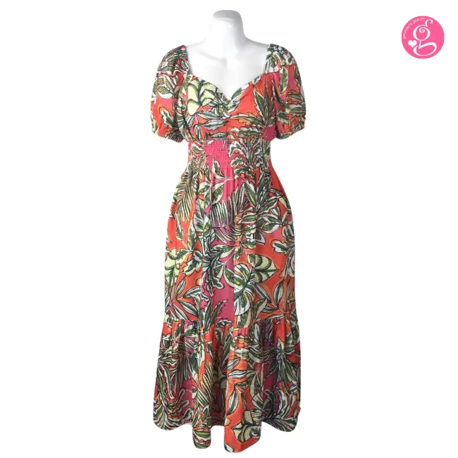 Organic Pastel & Blooms Sweetheart Maxi Dress Tropical Palm